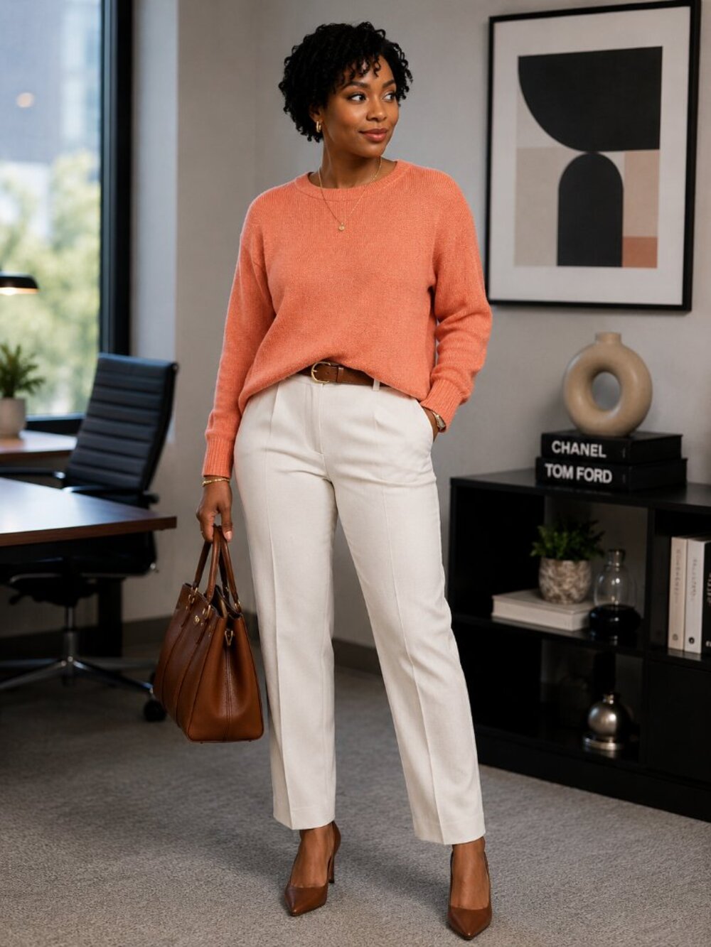 Modern Soul Coral Crewneck Knit Sweater